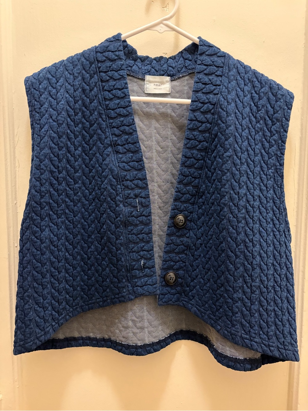 Quilted Blue Button-Front Women's Vest